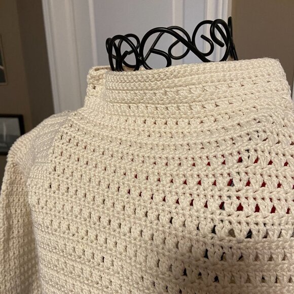Beautiful Custom Crochet Cotton Sweater Sz M/L EUC - Picture 2 of 9
